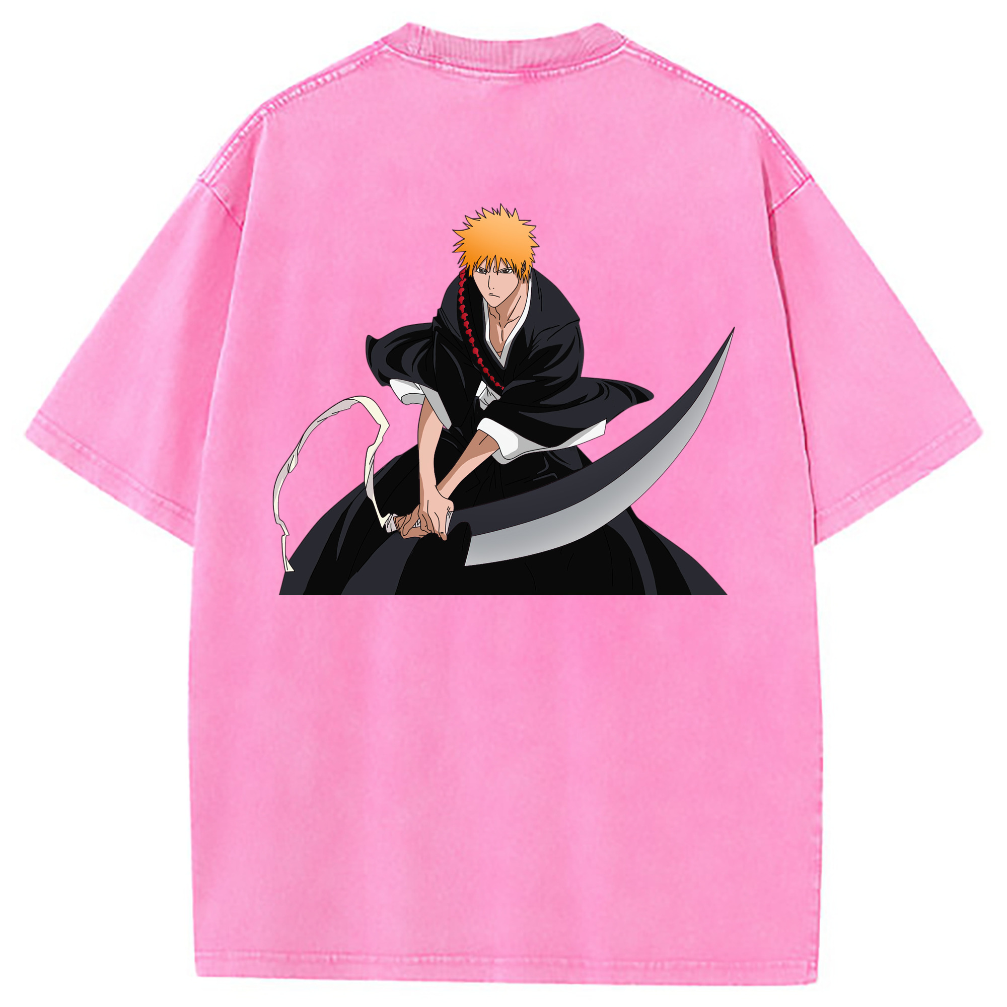 （画像用） ブリーチ 黒崎一護（くろさき いちご）BLEACH Kurosaki Ichigo 綿100% ヴィンテージ風 半袖Tシャツ（背面プリント）